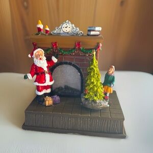 Fireside Santa Rotating Christmas Tree light Up Fireplace Straits trading EUC
